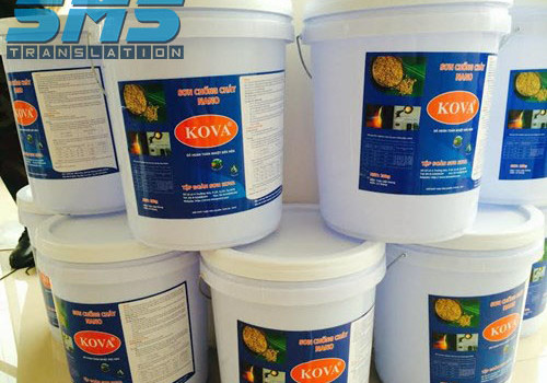 Dịch Thuật SMS tự hào là nhà dịch thuật tiếng Anh ngành hóa chất xây dựng cho công ty Kova Paint