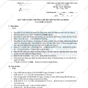 Dịch Thuật SMS xin giới thiệu mẫu bản dịch Quy chế lương thưởng chế độ cho người lao động (劳动者薪酬及奖励制度) song ngữ Việt - Trung do chính đội ngũ chuyên gia dịch thuật điều lệ, nội quy và quy chế công ty của chúng tôi thực hiện.