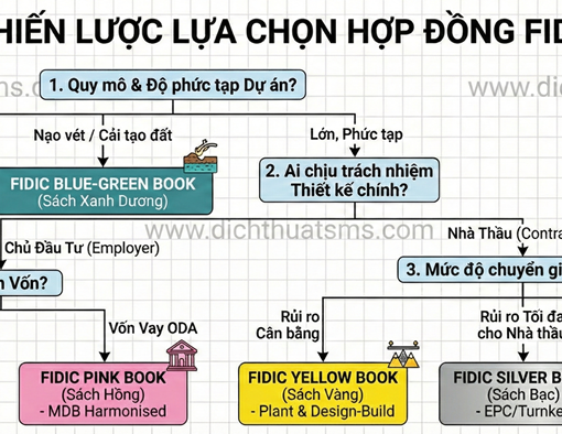 "Mindmap Tư Duy" (Decision Matrix) được chúng tôi hệ thống hóa lại giúp Chủ đầu tư hoặc Nhà thầu định vị ngay lập tức cuốn sách FIDIC cần thiết cho dự án của mình