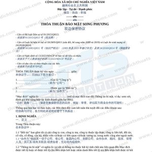 Mẫu hợp đồng bảo mật tiếng Trung song ngữ Việt Trung