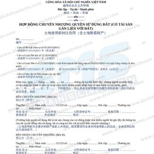 hợp đồng chuyển nhượng quyền sử dụng đất tiếng Trung