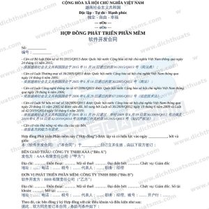 hợp đồng phát triển phần mềm tiếng Trung
