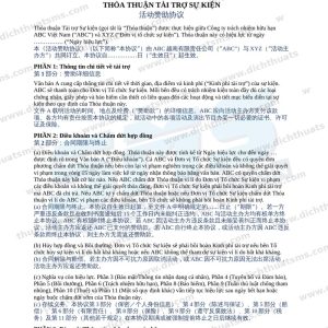 hợp đồng tài trợ sự kiện tiếng Trung