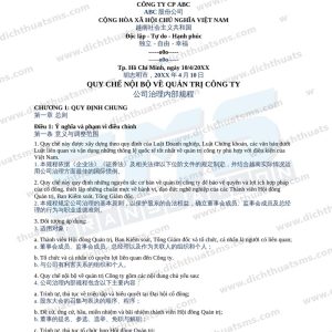 quy chế nội bộ về quản trị công ty tiếng Trung