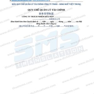 Mẫu quy chế tài chính công ty TNHH tiếng Trung song ngữ Việt Trung
