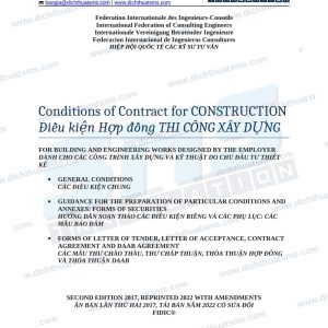 FIDIC Red Book 2017 tái bản 2022 song ngữ Anh Việt