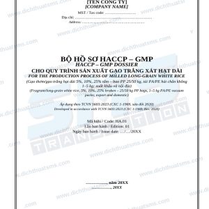 Bộ hồ sơ HACCP-GMP gạo trắng song ngữ Anh Việt