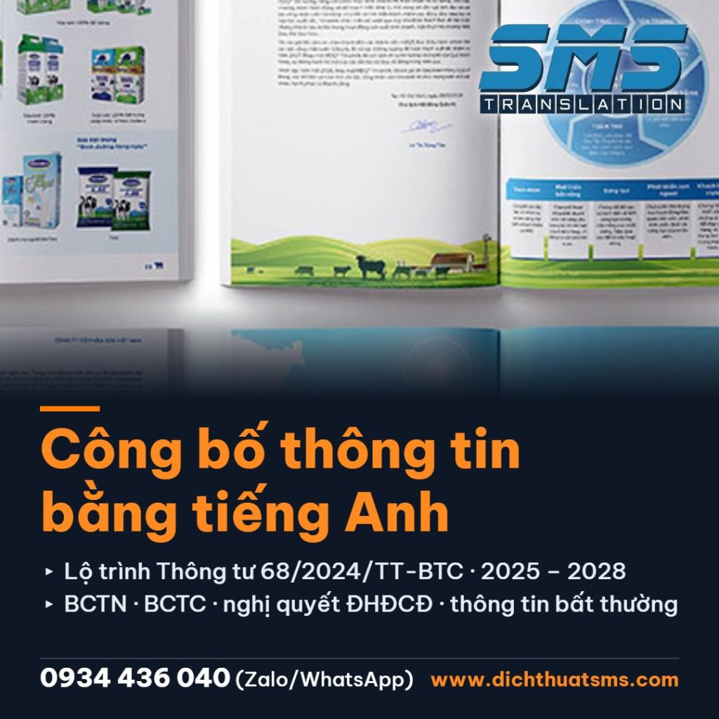 Công bố thông tin bằng tiếng Anh theo Thông tư 68/2024/TT-BTC